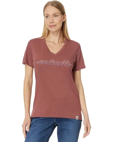 Футболка Carhartt Relaxed Fit Lightweight Short Sleeve Carhartt Graphic V-Neck, цвет Apple Butter
