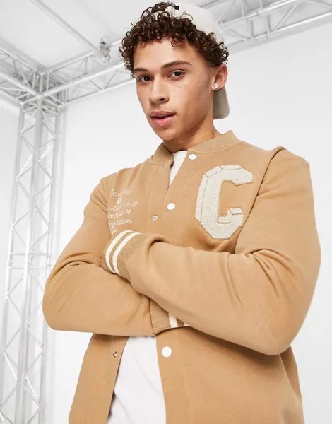 Cветло-бежевый бомбер броского дизайна River Island-Светло-бежевый цвет
