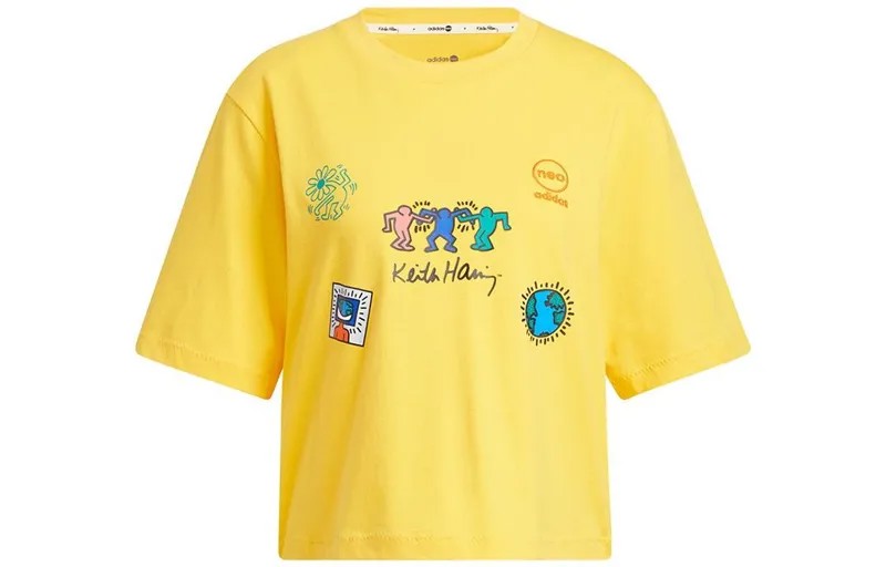 Укороченный топ Keith Haring X, женский, желтый Adidas Neo