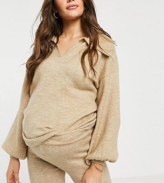 Бежевый джемпер с открытым воротом от комплекта ASOS DESIGN Maternity-Нейтральный