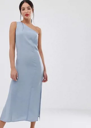 Сарафан миди на одно плечо ASOS DESIGN Tall-Синий