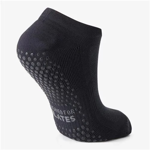 Носки нескользящие для фитнеса дышащие черные, размер: EU43/46, цвет: Черный NYAMBA Х Декатлон