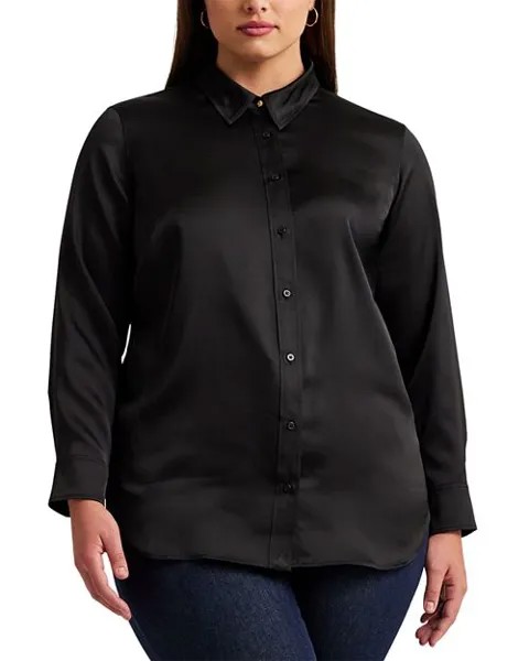 Плюс атласная рубашка Ralph Lauren, цвет Black