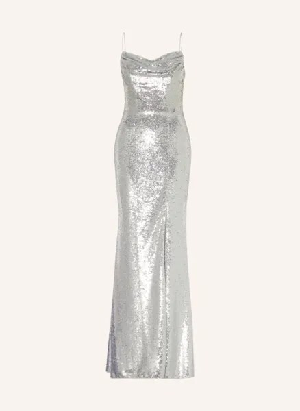 Вечернее платье с пайетками Unique, серебряный