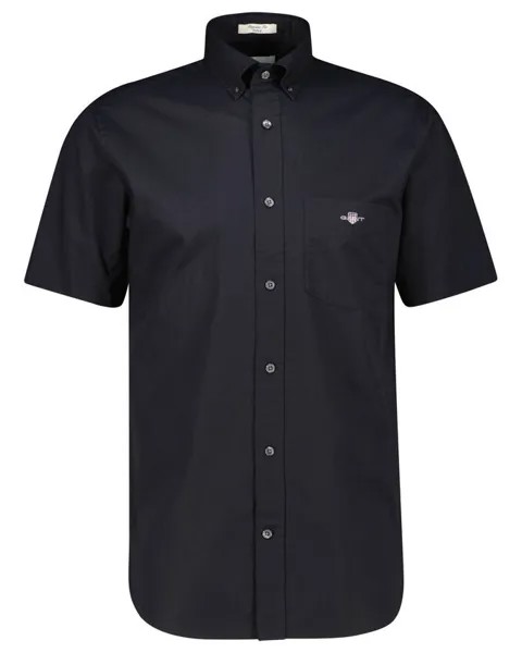 Рубашка с короткими рукавами из поплина, стандартного кроя Gant, черный