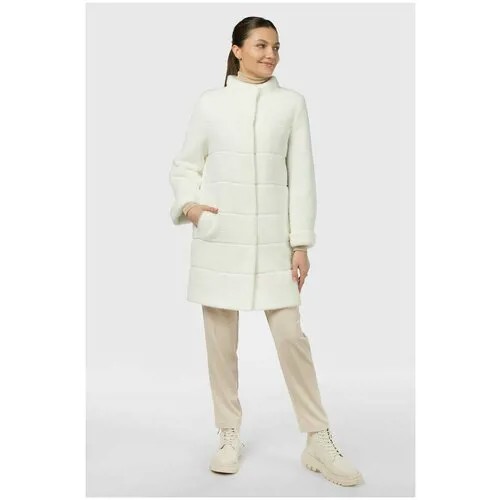 Пальто EL PODIO, искусственный мех, силуэт полуприлегающий, размер 44, белый