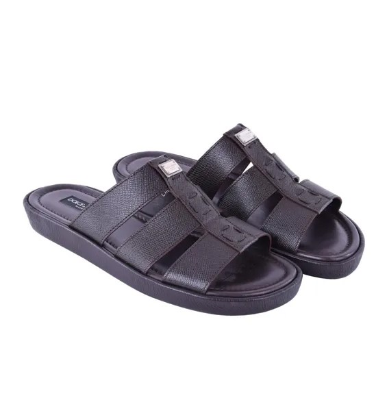 DOLCE - GABBANA Кожаные сандалии Dauphine MEDITERRANEO с логотипом Темно-коричневый 05221