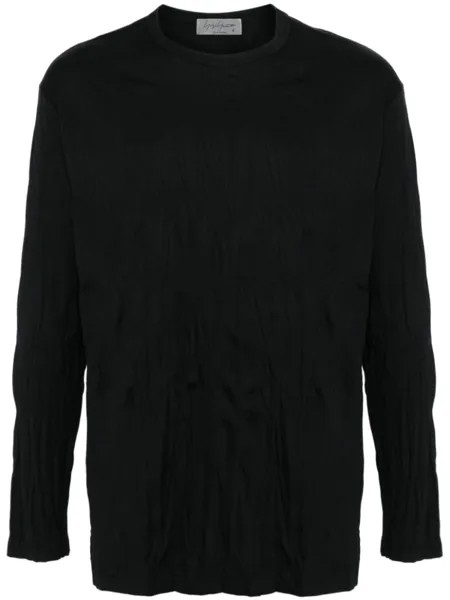 Yohji Yamamoto футболка с длинными рукавами и жатым эффектом, черный