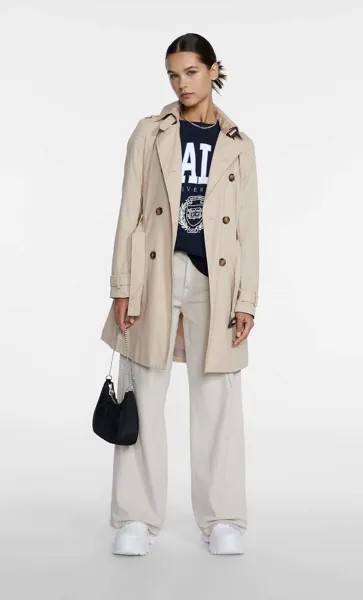 Короткий тренч Stradivarius, цвет камня