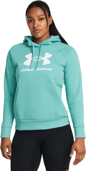 Худи Under Armour Rival Fleece Big Logo Hoodie, цвет Radial Turquoise/White
