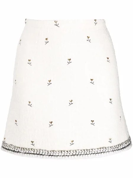 Giambattista Valli мини-юбка с цветочной вышивкой