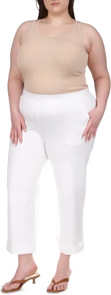 Однотонные брюки больших размеров с подвернутыми манжетами MICHAEL Michael Kors, белый