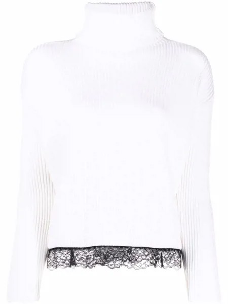 RED Valentino шерстяной джемпер с высоким воротником и кружевом