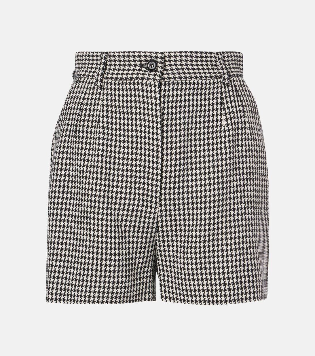 Шорты с высокой посадкой из смесовой шерсти в ломаную клетку Dolce&Gabbana, цвет quadri-check-tartan