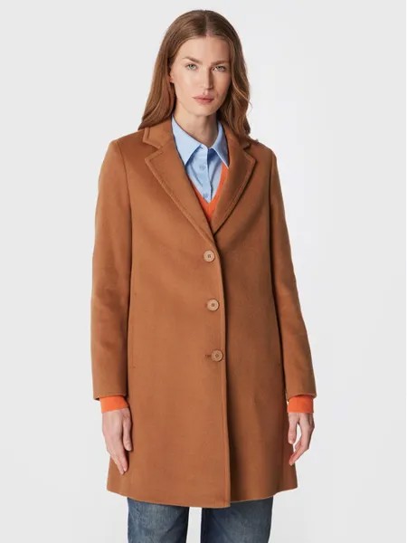 Шерстяное пальто обычного кроя United Colors Of Benetton, коричневый