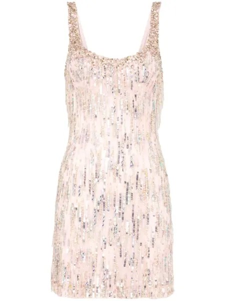 Jenny Packham короткое платье с мерцающим эффектом, нейтральный цвет
