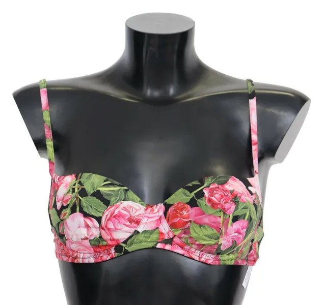 DOLCE - GABBANA Верх бикини Розовый цветочный принт Купальник Пляжная одежда IT2 / S 350 долларов США
