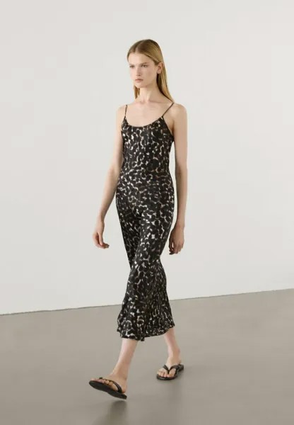 Платье из джерси ANIMAL STRAPPY Massimo Dutti, темно-коричневый