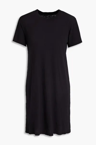 Платье мини из хлопкового джерси Slub Enza Costa, черный