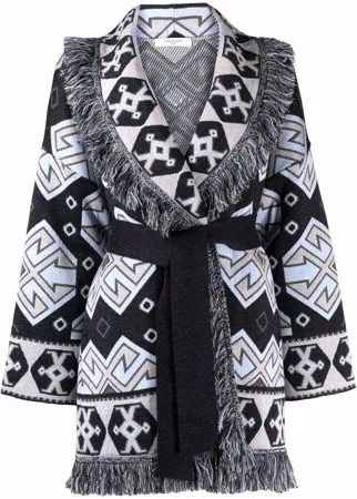 Charlott шерстяное пальто с геометричным узором и бахромой
