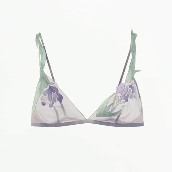 Бюстгальтер Zara Floral Embroidery Triangle, серый