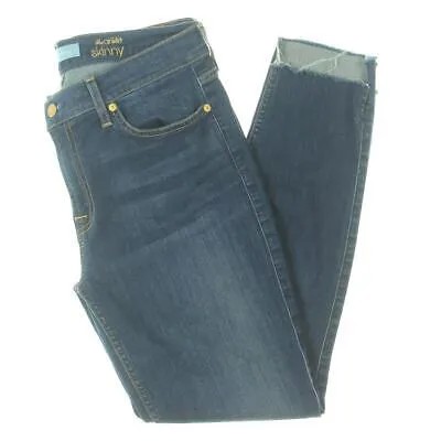 Женские синие джинсы скинни с темным эффектом 7 For All Mankind до щиколотки со ступенькой и подолом 26 BHFO 8695