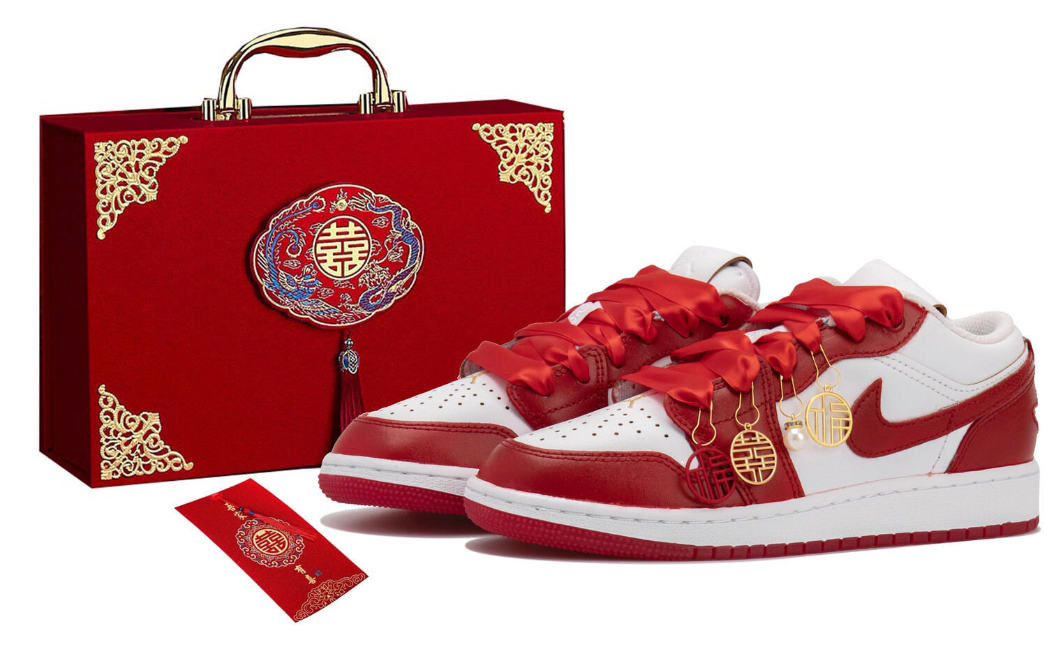 Кроссовки Air Jordan 1 Vintage Basketball Shoes Women's Low-top White/red, белый/красный