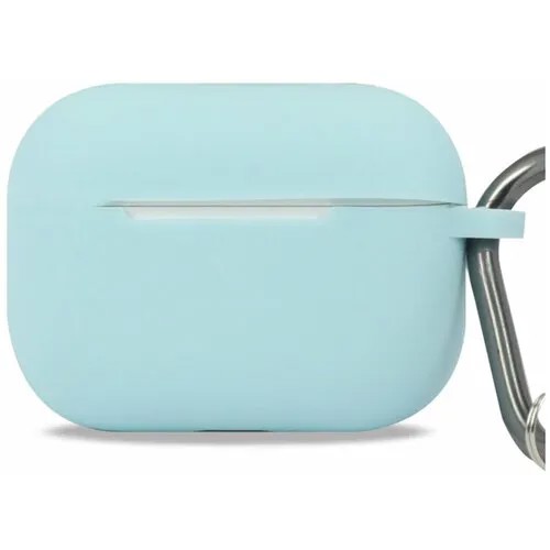 Матовый чехол для Apple AirPods Pro с карабином / Силиконовый кейс для беспроводных наушников Эпл Аирподс Про противоударный (Sky Blue)