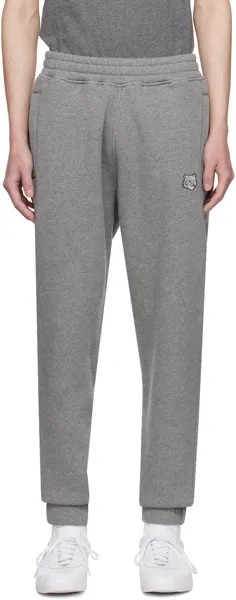 Серые спортивные штаны с головой лисы Maison Kitsune, цвет Medium grey