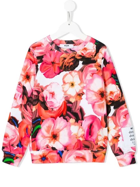 MSGM Kids толстовка с цветочным принтом