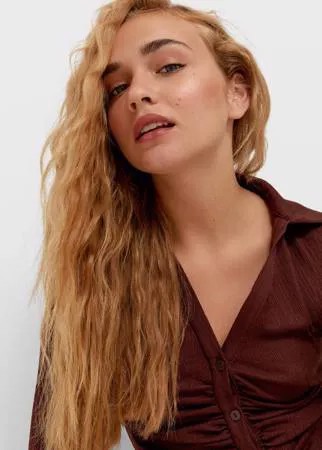 Stradivarius Трикотажная Рубашка Коричневый M