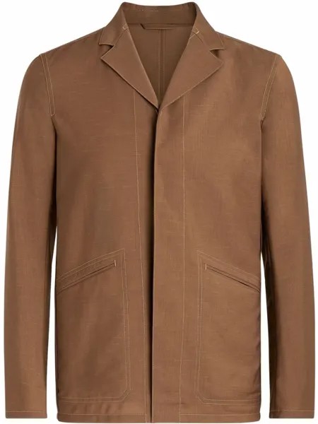 Zegna однобортная куртка, коричневый