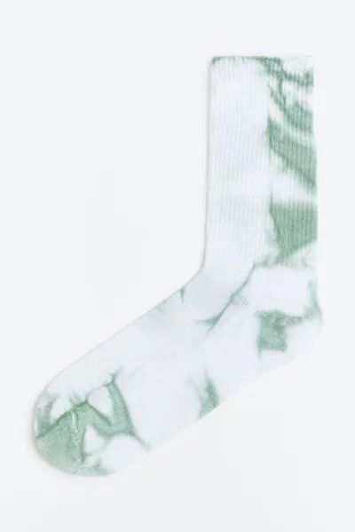 Носки с узором батик H&M, зеленый хаки/тай-дай