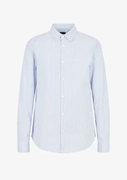 Рубашка стандартного кроя из хлопка, окрашенного в пряже Armani Exchange, лазурный