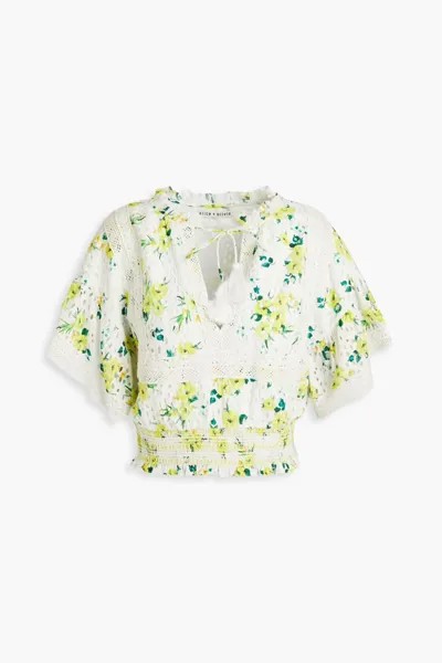Блуза Tabitha со сборками и цветочным принтом из английской хлопковой шитья Alice + Olivia, желтый