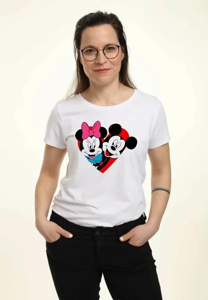 Футболка с принтом Disney Mickey Mouse Mickey Minnie Heart Disney, белый