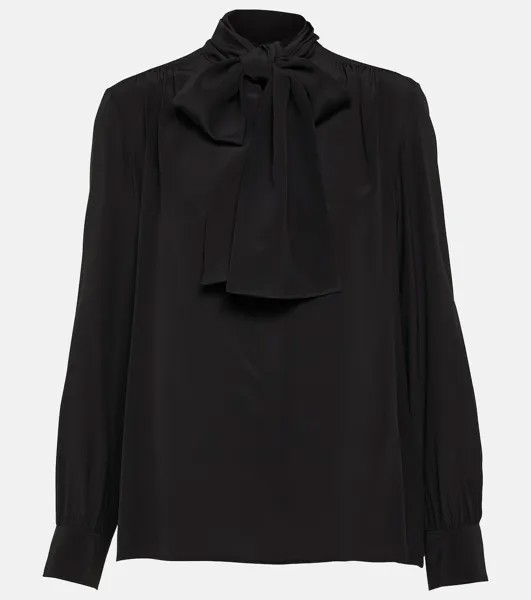 Шелковая блузка Saint Laurent, черный