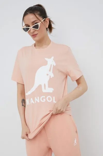 Хлопковая футболка Kangol, розовый