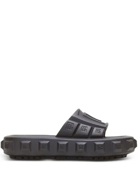 Balmain embossed-logo detail slides, черный