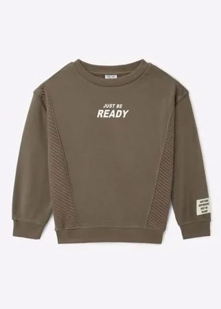 Хаки свитшот с принтом Just be ready для мальчика Gloria Jeans