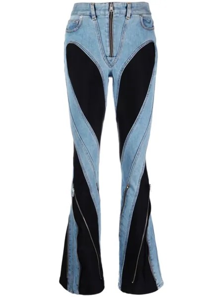 Mugler расклешенные джинсы в двух тонах, синий
