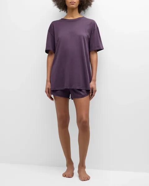Хлопковый пижамный комплект Courtney с круглым вырезом Skin, цвет Plum