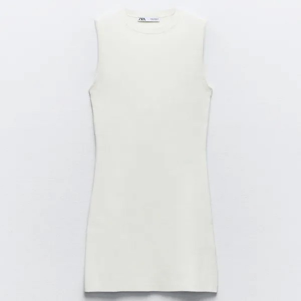 Платье Zara Plain Knit Mini, белый