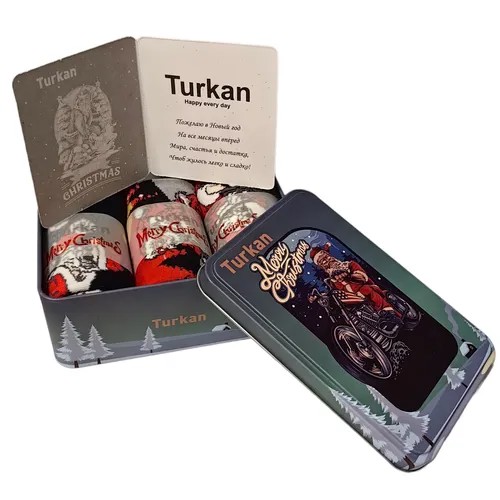 Носки Turkan, 3 пары, размер 41-46, черный, красный