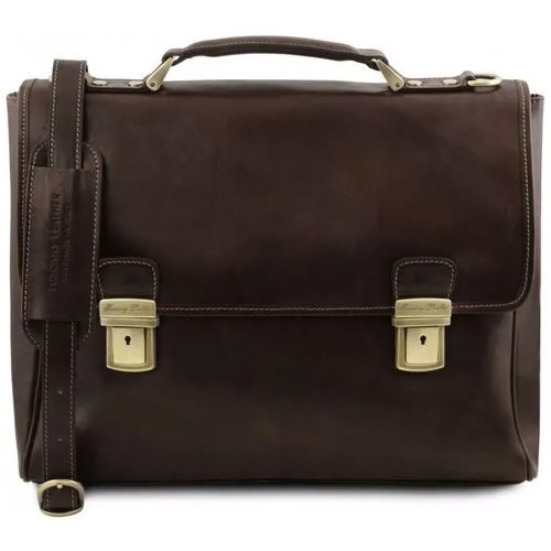 Мужской кожаный портфель Tuscany Leather Trieste TL141662 темно-коричневый