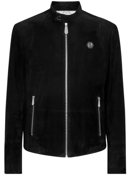Philipp Plein бомбер на молнии с нашивкой-логотипом, черный