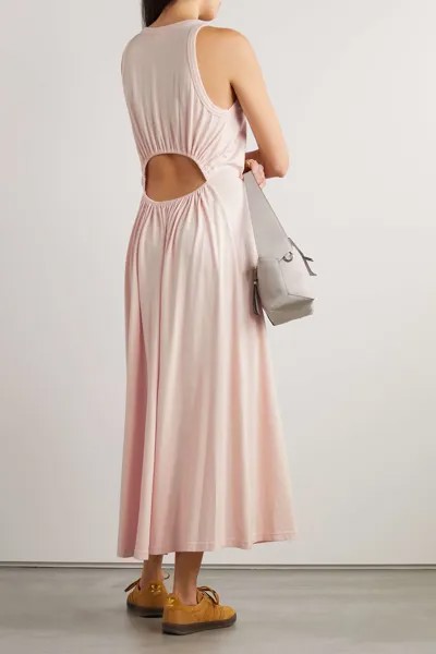 NINETY PERCENT Платье миди Pelias из органического хлопка и модала с вырезами, розовый
