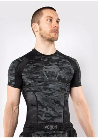 Рашгард мужской, компрессионная футболка Venum Defender Short Sleeve Rashguard - Dark camo разноцветный полиэстер VENUM-03800-498 размер L