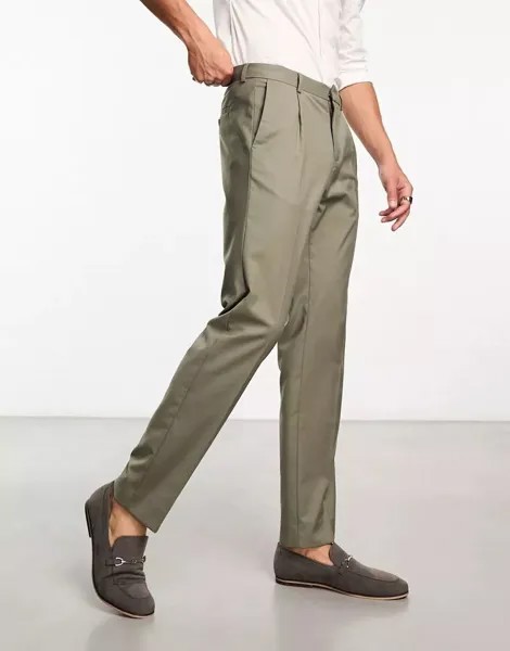 Ben Sherman – элегантные брюки цвета хаки с декоративными складками