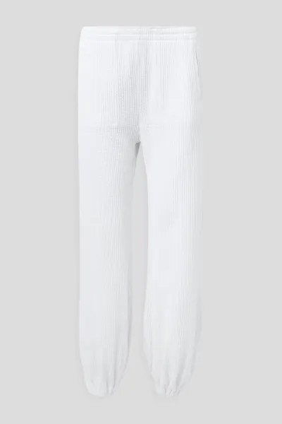 Спортивные брюки Boyfriend Puff вафельной вязки из смесового хлопка Norma Kamali, белый